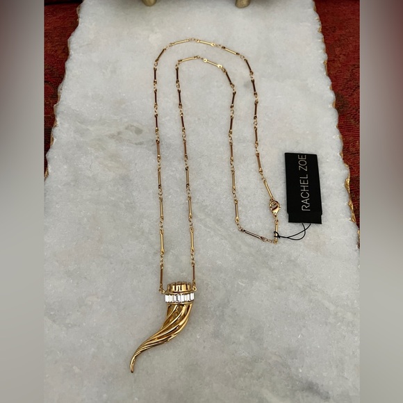 NWT $350 Rachel Zoe Kate Collar Necklace 14k Gold-plated w Crystal ~ STUNNING! - Picture 10 of 13